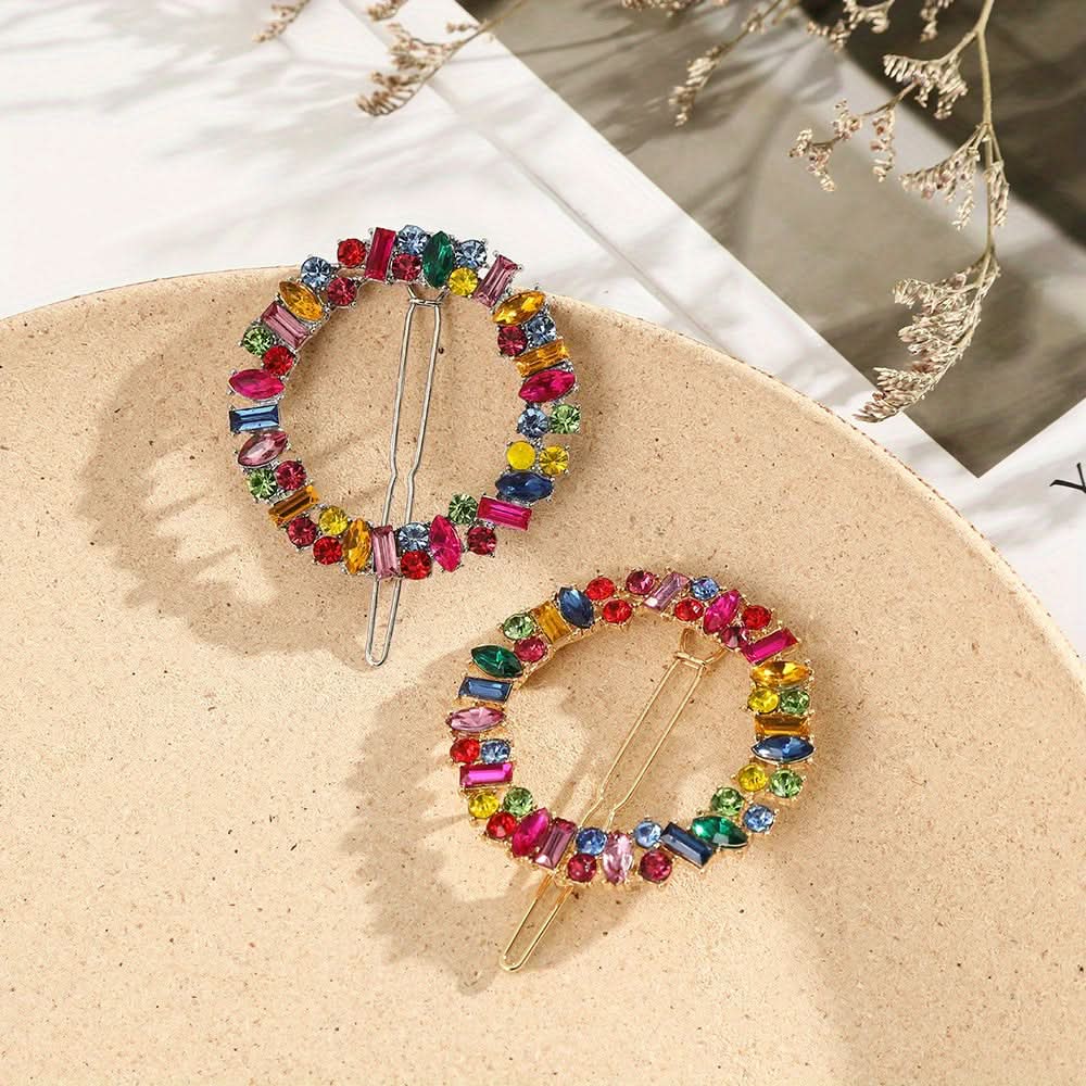 8pcs Gold & Silver Crystal Hair Clips Set
