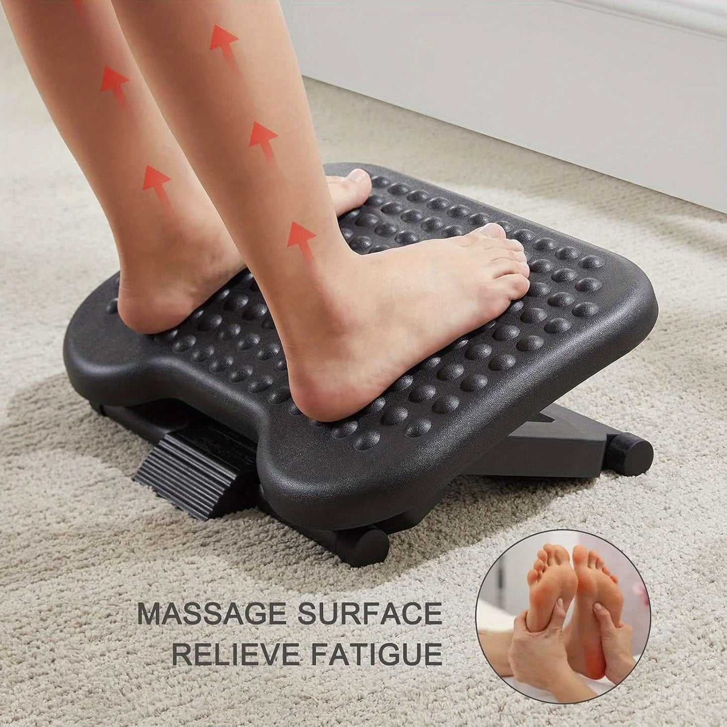 Adjustable Under Desk Footrest with Massage Roller