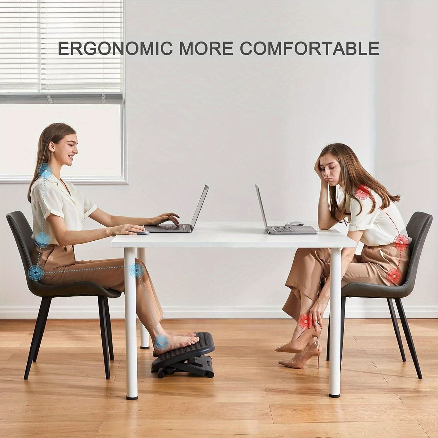 Adjustable Under Desk Footrest with Massage Roller