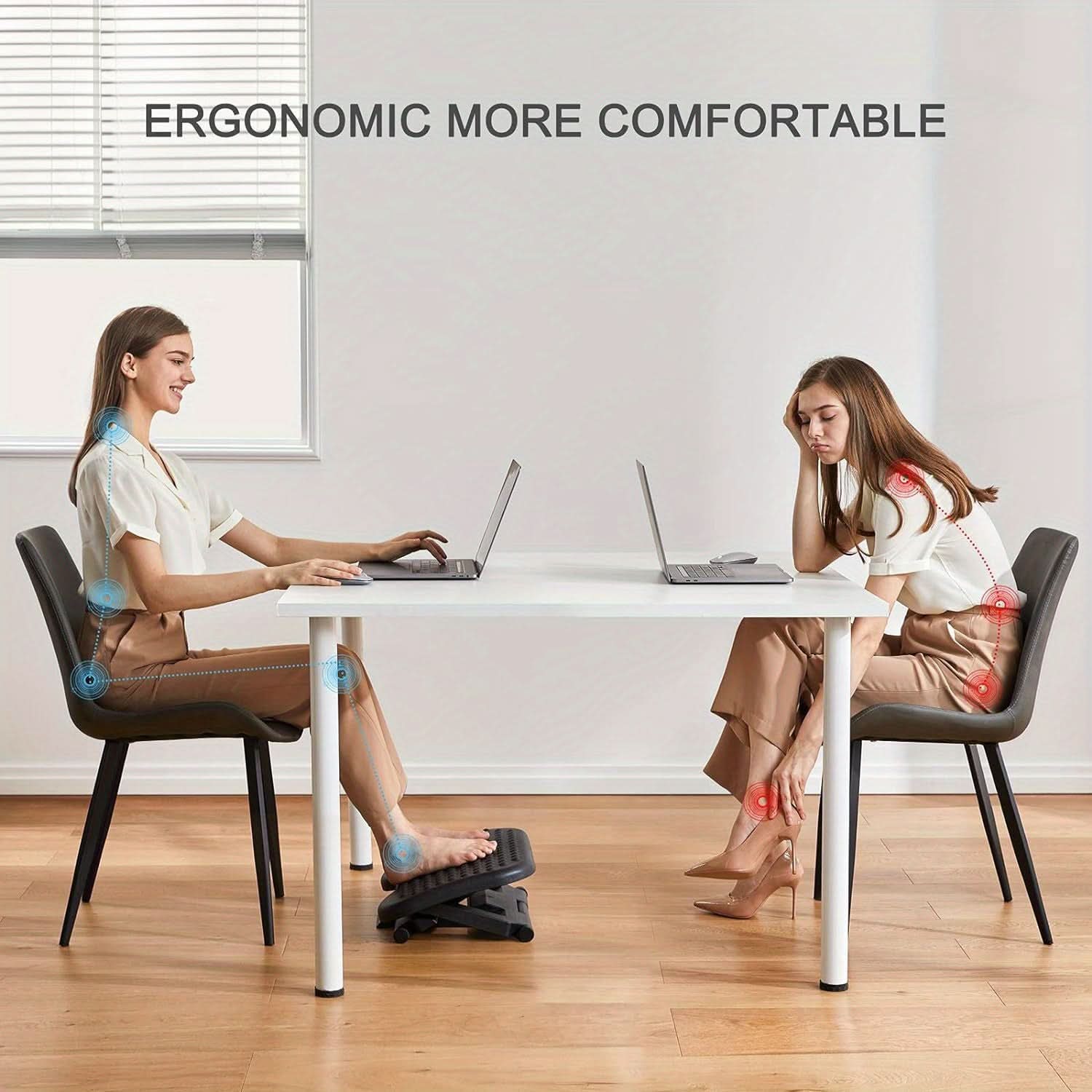 Adjustable Under Desk Footrest with Massage Roller