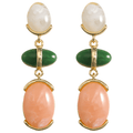 Vintage Golden Stainless Steel Oval Earrings