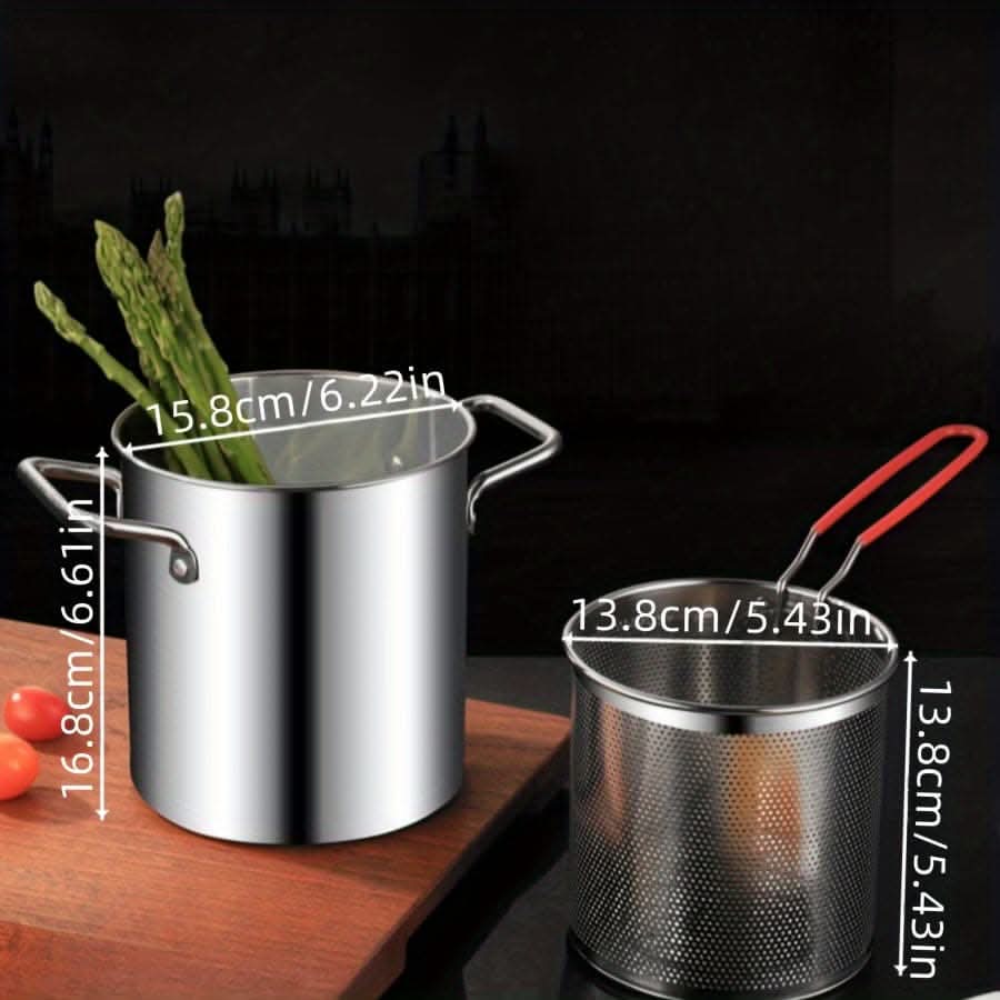 Stainless Steel Tempura Fryer - Perfect For French Fries & Chicken, Food-Safe Kitchen Essential