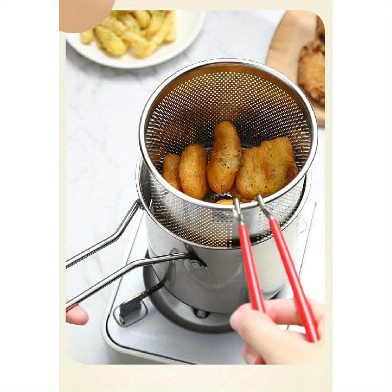 Stainless Steel Tempura Fryer - Perfect For French Fries & Chicken, Food-Safe Kitchen Essential