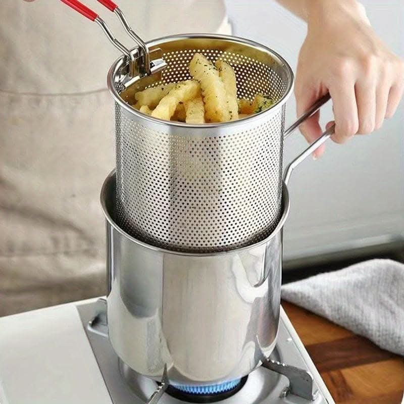 Stainless Steel Tempura Fryer - Perfect For French Fries & Chicken, Food-Safe Kitchen Essential