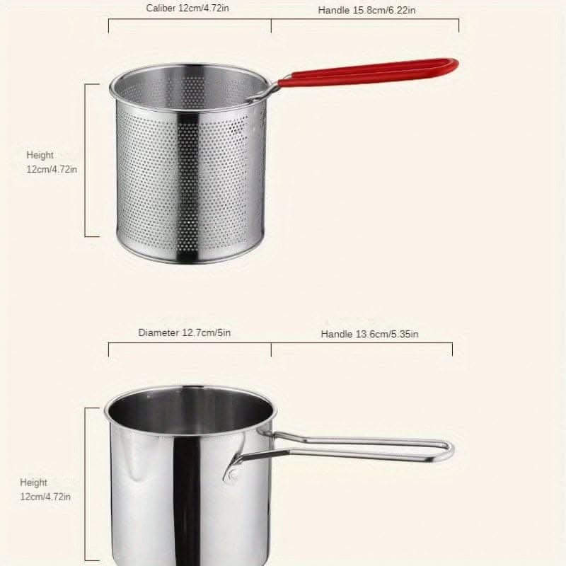 Stainless Steel Tempura Fryer - Perfect For French Fries & Chicken, Food-Safe Kitchen Essential