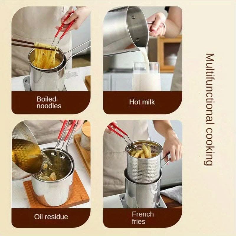 Stainless Steel Tempura Fryer - Perfect For French Fries & Chicken, Food-Safe Kitchen Essential