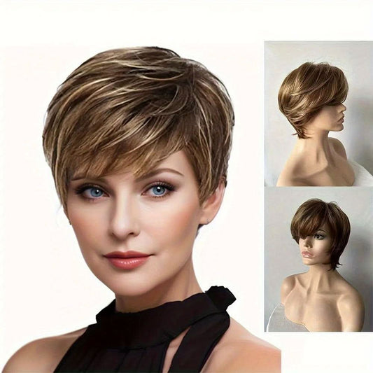 Elegant Short Brown Gradient Wig for Women – Versatile Style