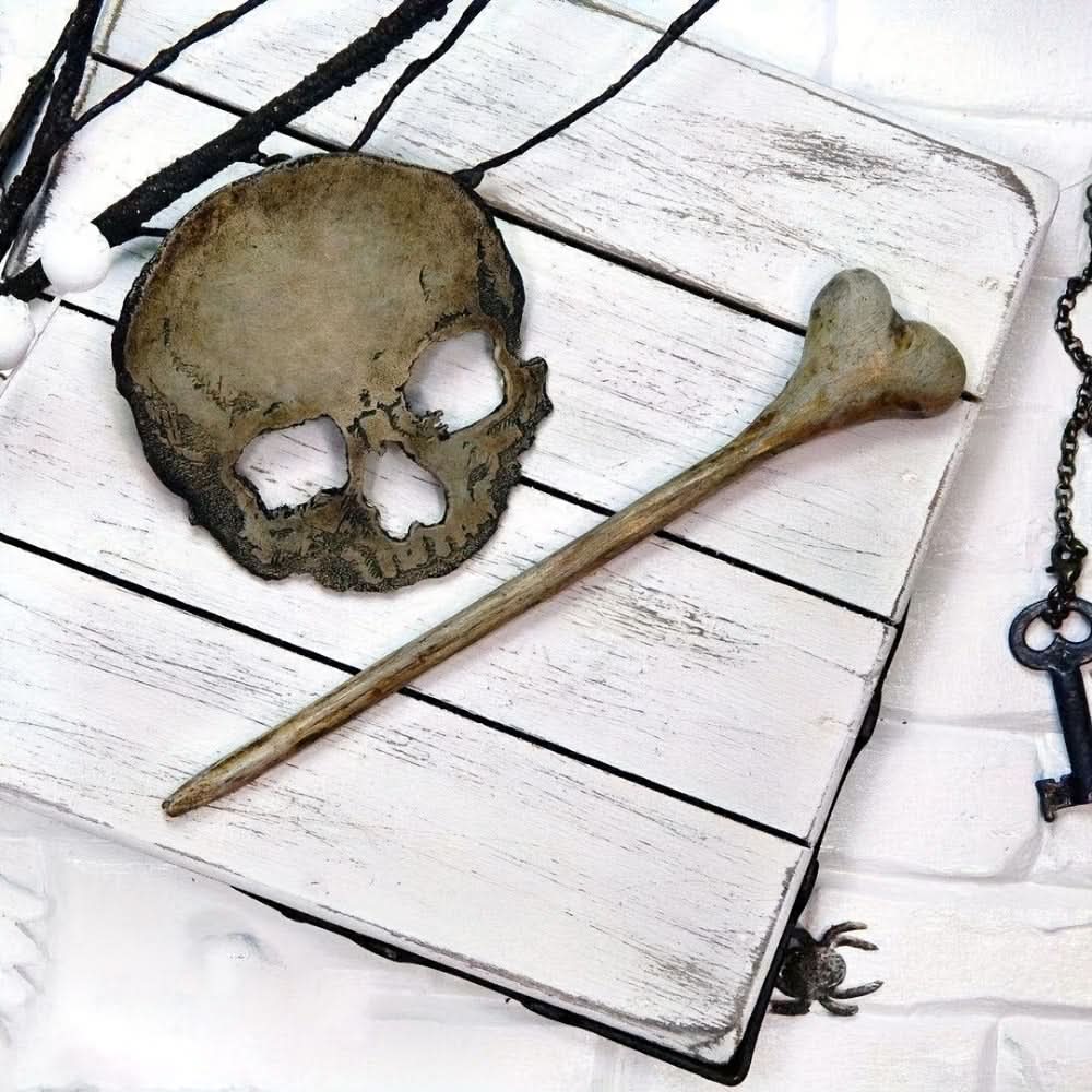 Resin Skull Hair Clip with Bone Rod