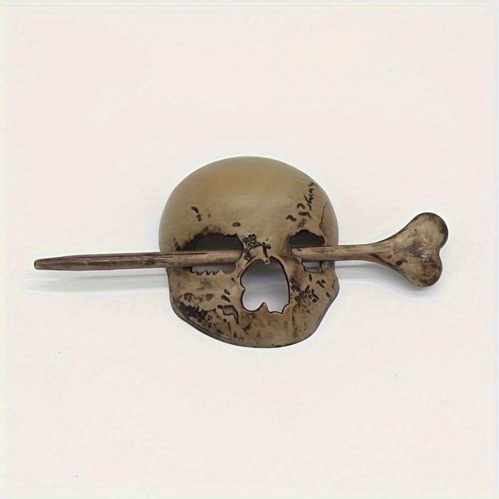 Resin Skull Hair Clip with Bone Rod