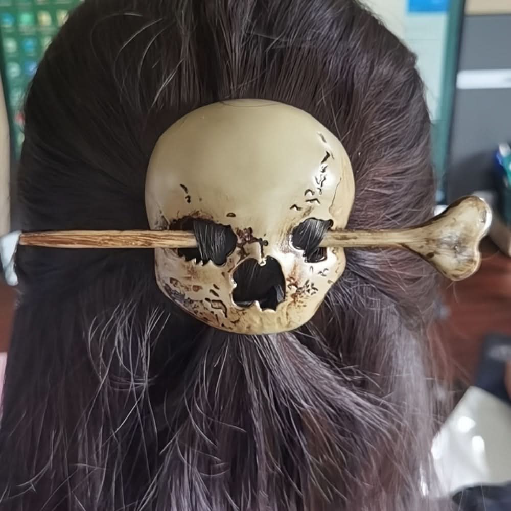 Resin Skull Hair Clip with Bone Rod