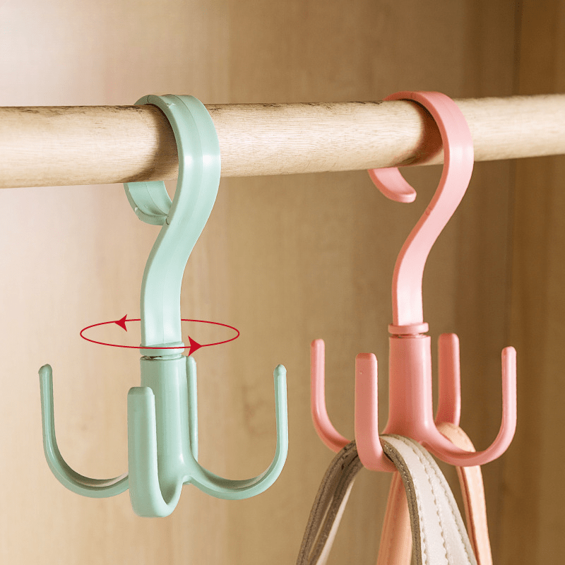 Set of 4 Rotatable 4-Claw Wall Hooks - Space-Saving Storage Rack