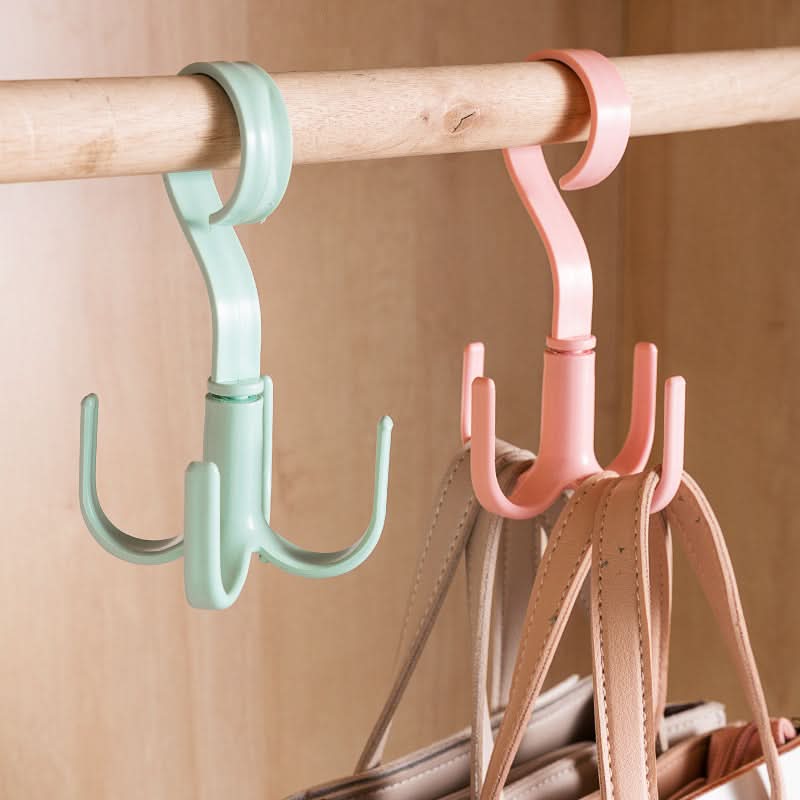 Set of 4 Rotatable 4-Claw Wall Hooks - Space-Saving Storage Rack