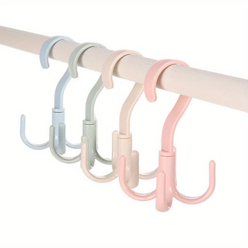 Set of 4 Rotatable 4-Claw Wall Hooks - Space-Saving Storage Rack