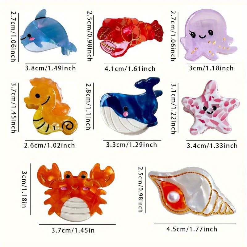 Ocean-Themed Animal Hair Claw Clip for Women