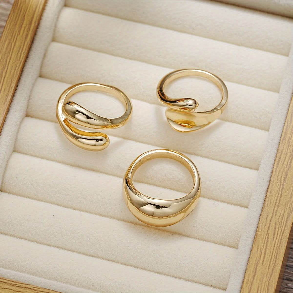 Best Seller Fashionable Golden Irregular Ring Set