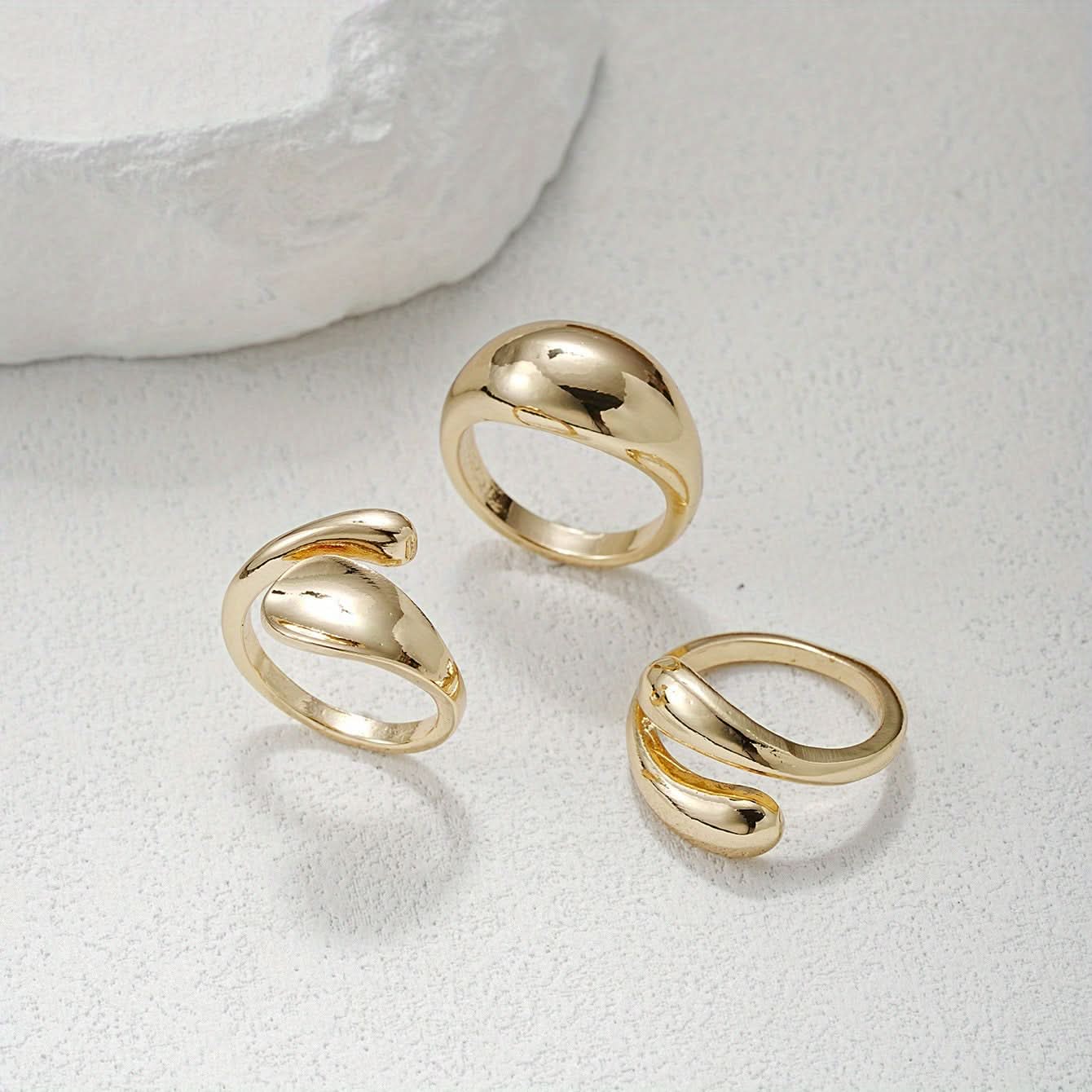 Best Seller Fashionable Golden Irregular Ring Set