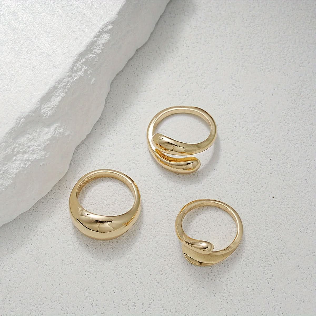 Best Seller Fashionable Golden Irregular Ring Set