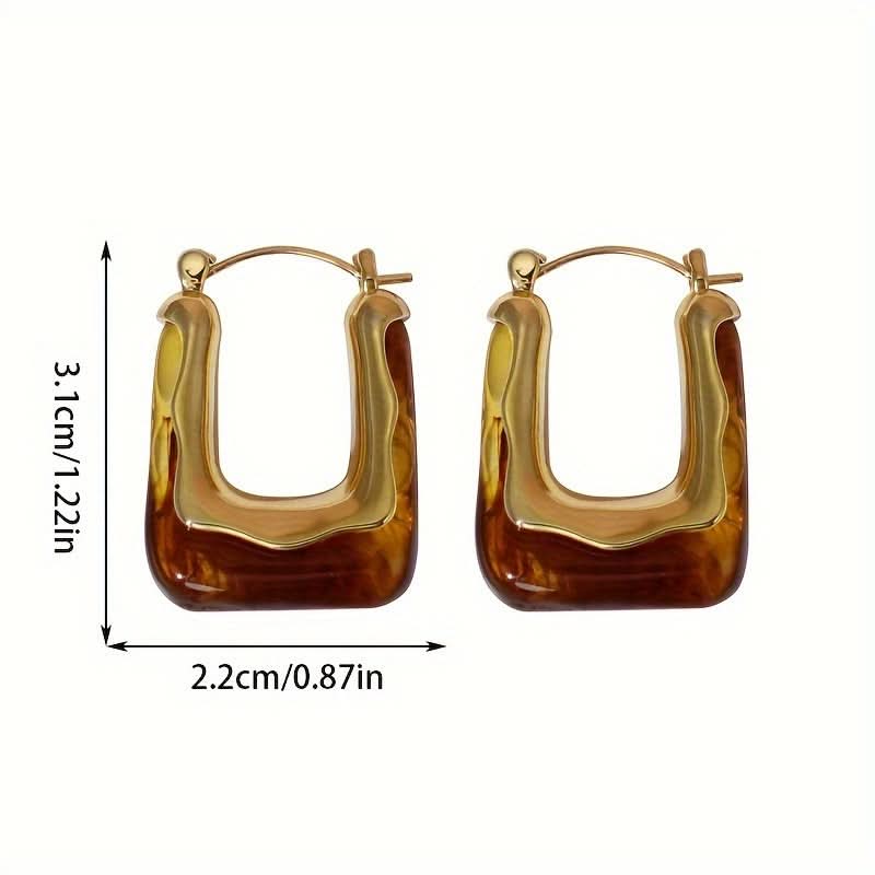Vintage U-Shaped Gold Hoop Earrings Set