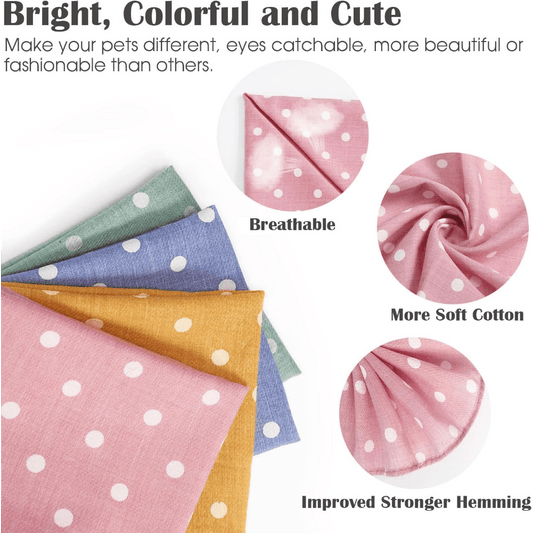 4-Pack Stylish Cotton Dog Bandanas Set