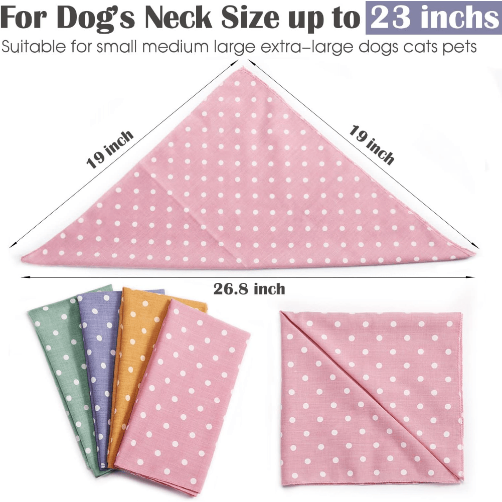 4-Pack Stylish Cotton Dog Bandanas Set