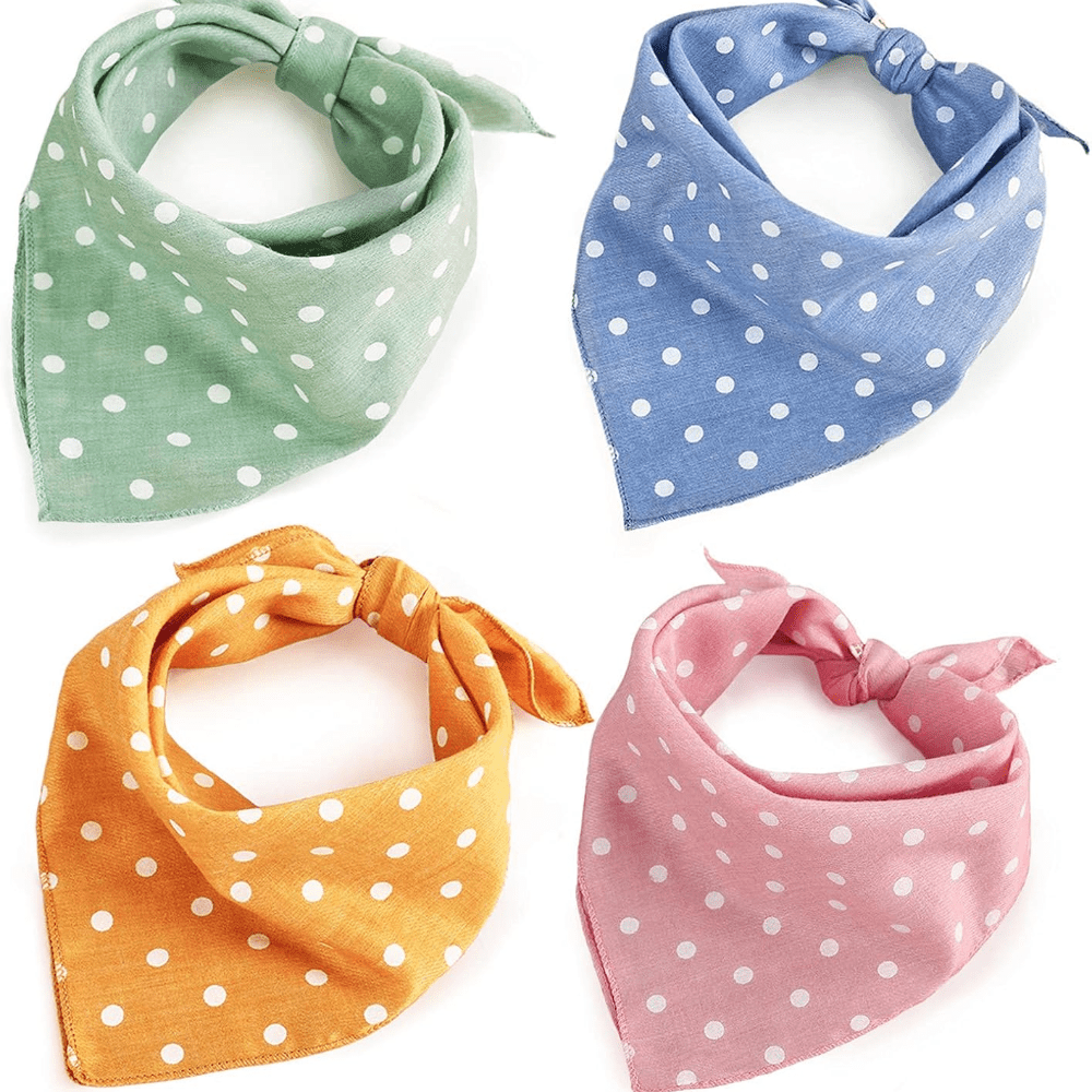 4-Pack Stylish Cotton Dog Bandanas Set