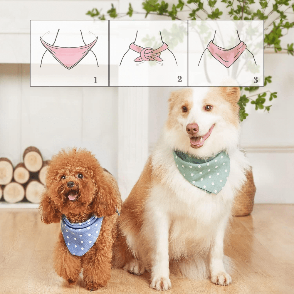 4-Pack Stylish Cotton Dog Bandanas Set