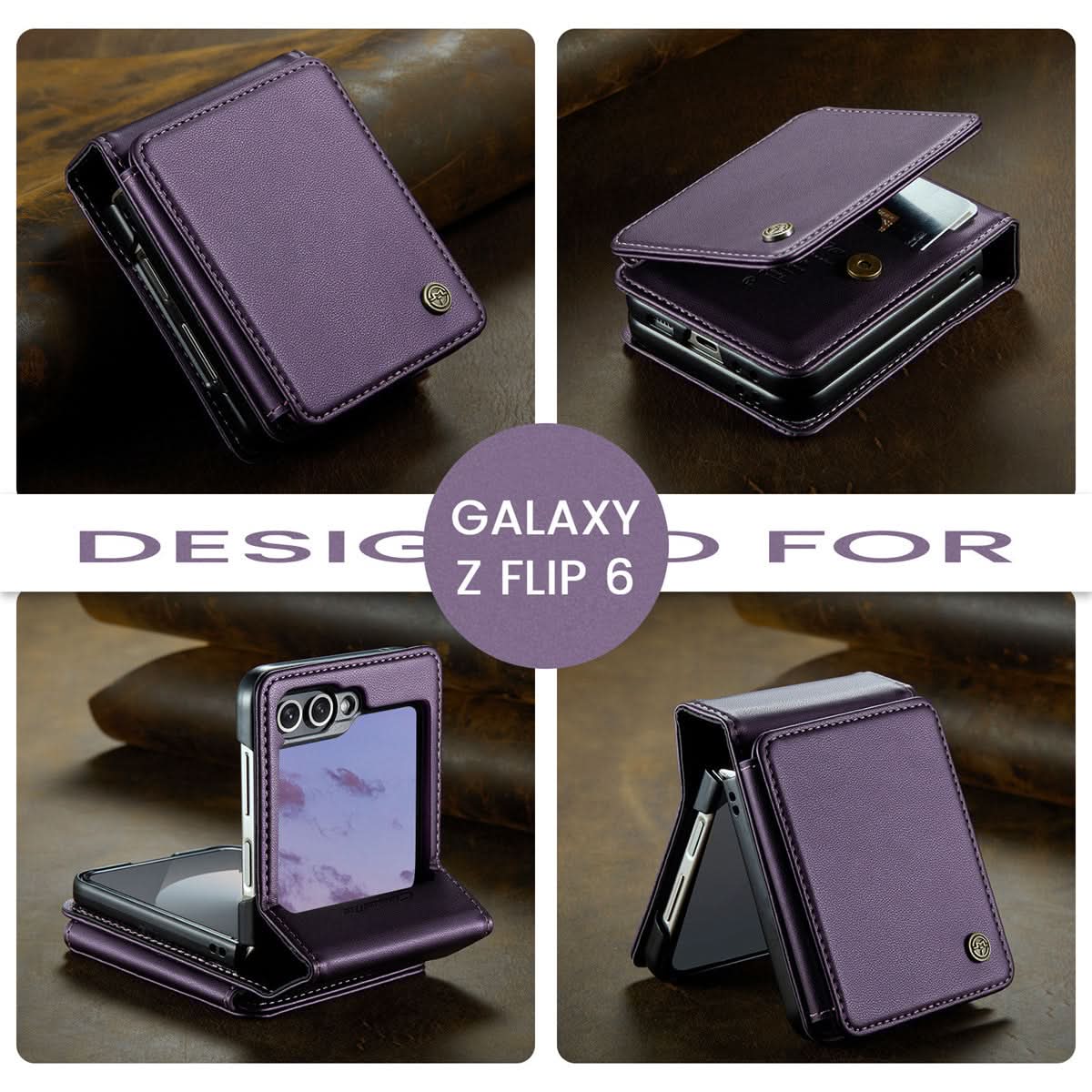 Premium Faux Leather RFID-Blocking Wallet Case for Samsung Galaxy Z Flip 6