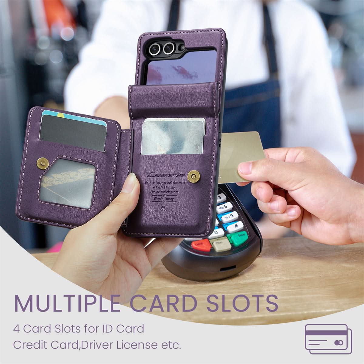 Premium Faux Leather RFID-Blocking Wallet Case for Samsung Galaxy Z Flip 6