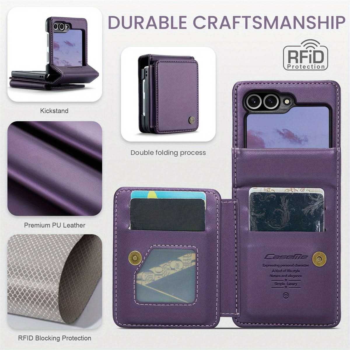 Premium Faux Leather RFID-Blocking Wallet Case for Samsung Galaxy Z Flip 6