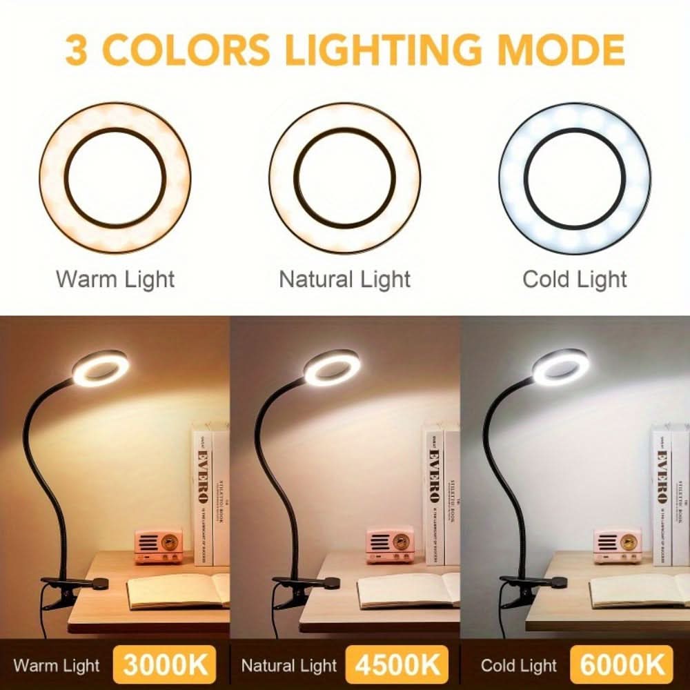5X LED Magnifying Desk Lamp with Adjustable Brightness