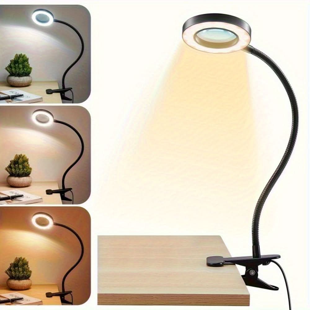 5X LED Magnifying Desk Lamp with Adjustable Brightness