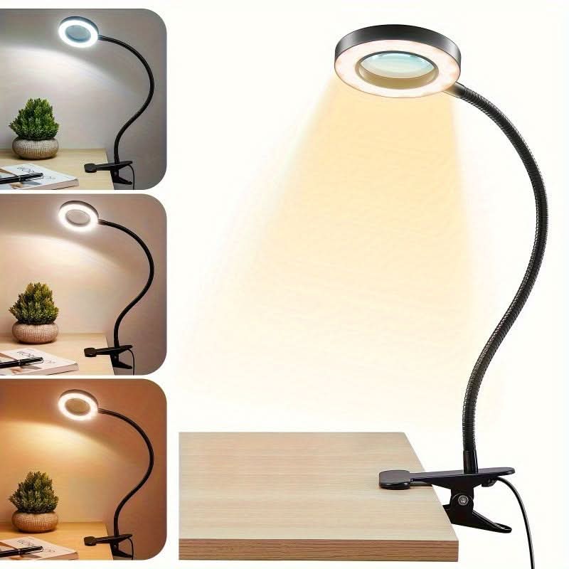 5X LED Magnifying Desk Lamp with Adjustable Brightness
