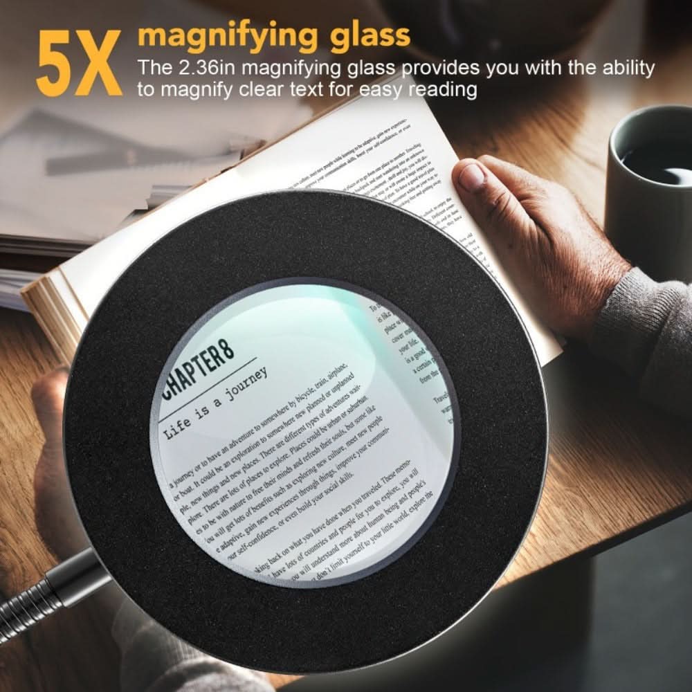 5X LED Magnifying Desk Lamp with Adjustable Brightness