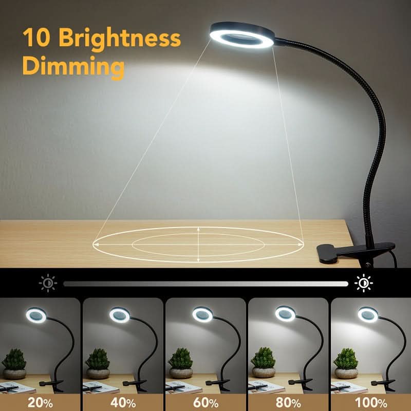 5X LED Magnifying Desk Lamp with Adjustable Brightness