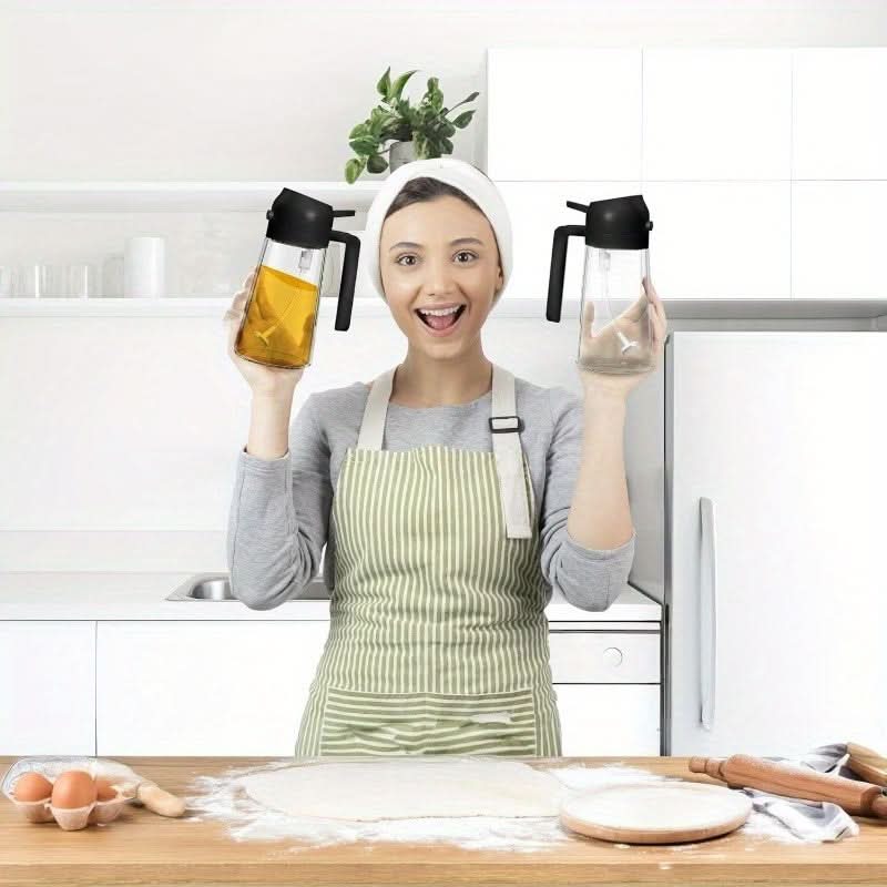 2-in-1 Glass Oil Dispenser & Sprayer, 16oz
