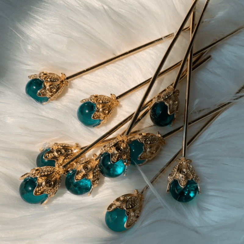 Ocean-Inspired Faux Pearl Crystal Hairpin