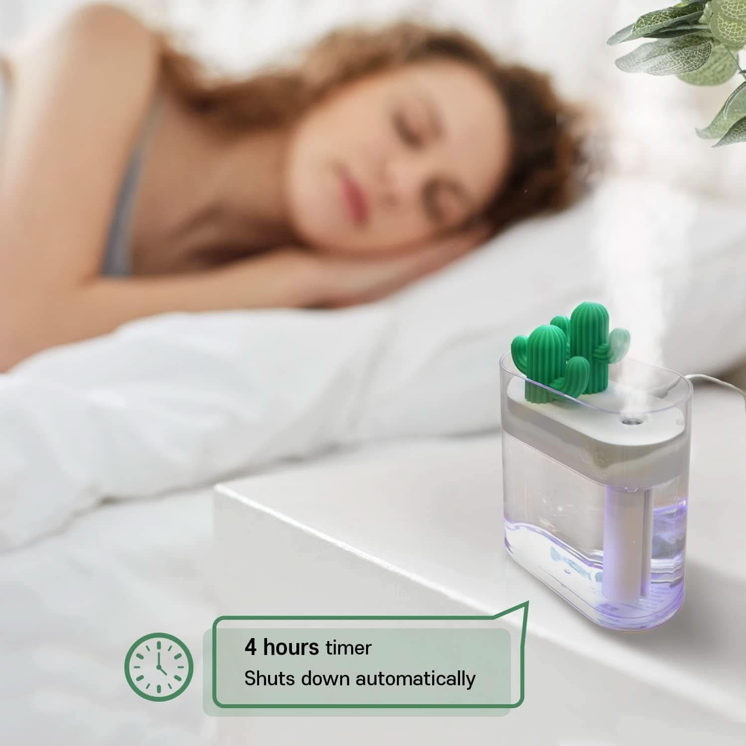 USB Cactus Humidifier with LED Lighting