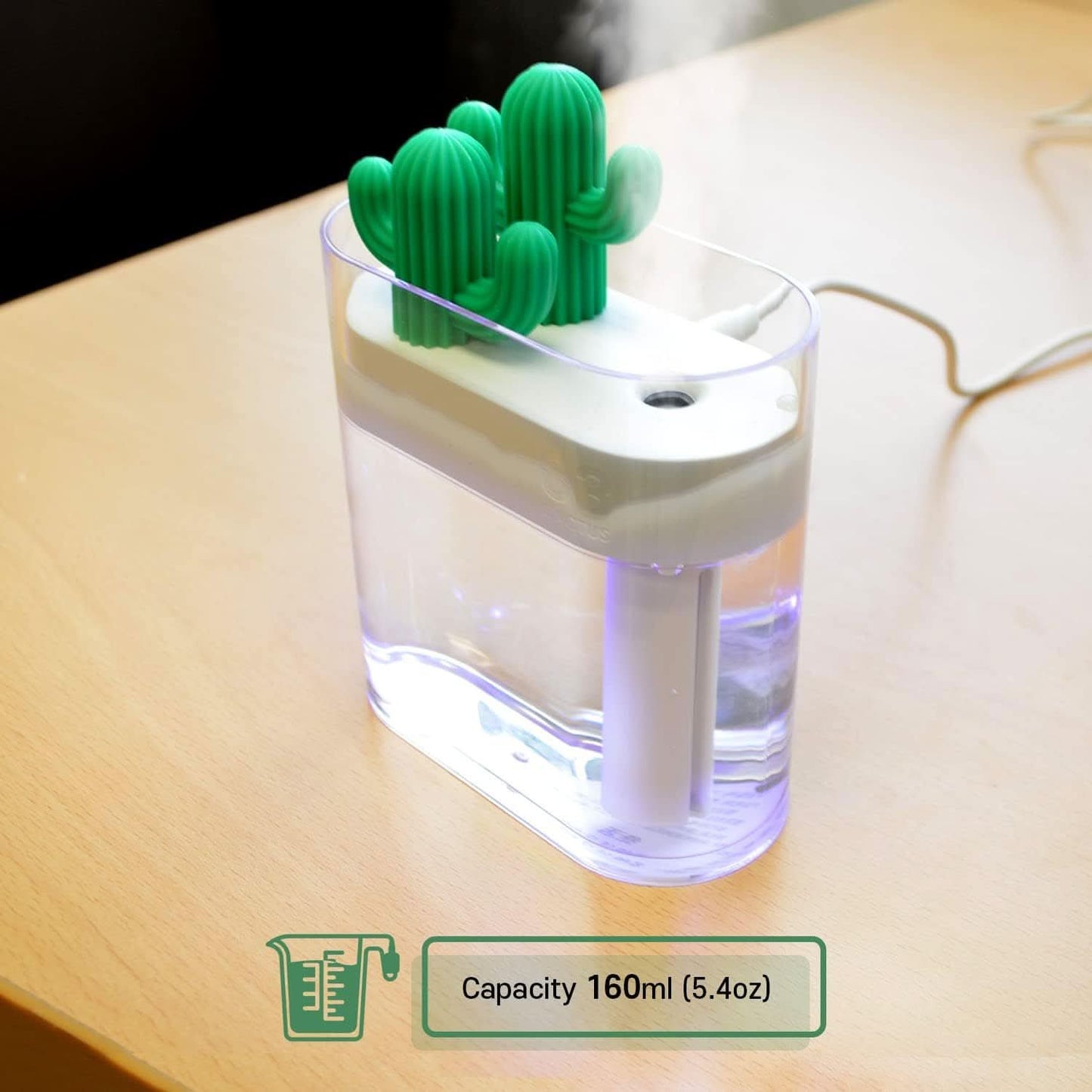 USB Cactus Humidifier with LED Lighting
