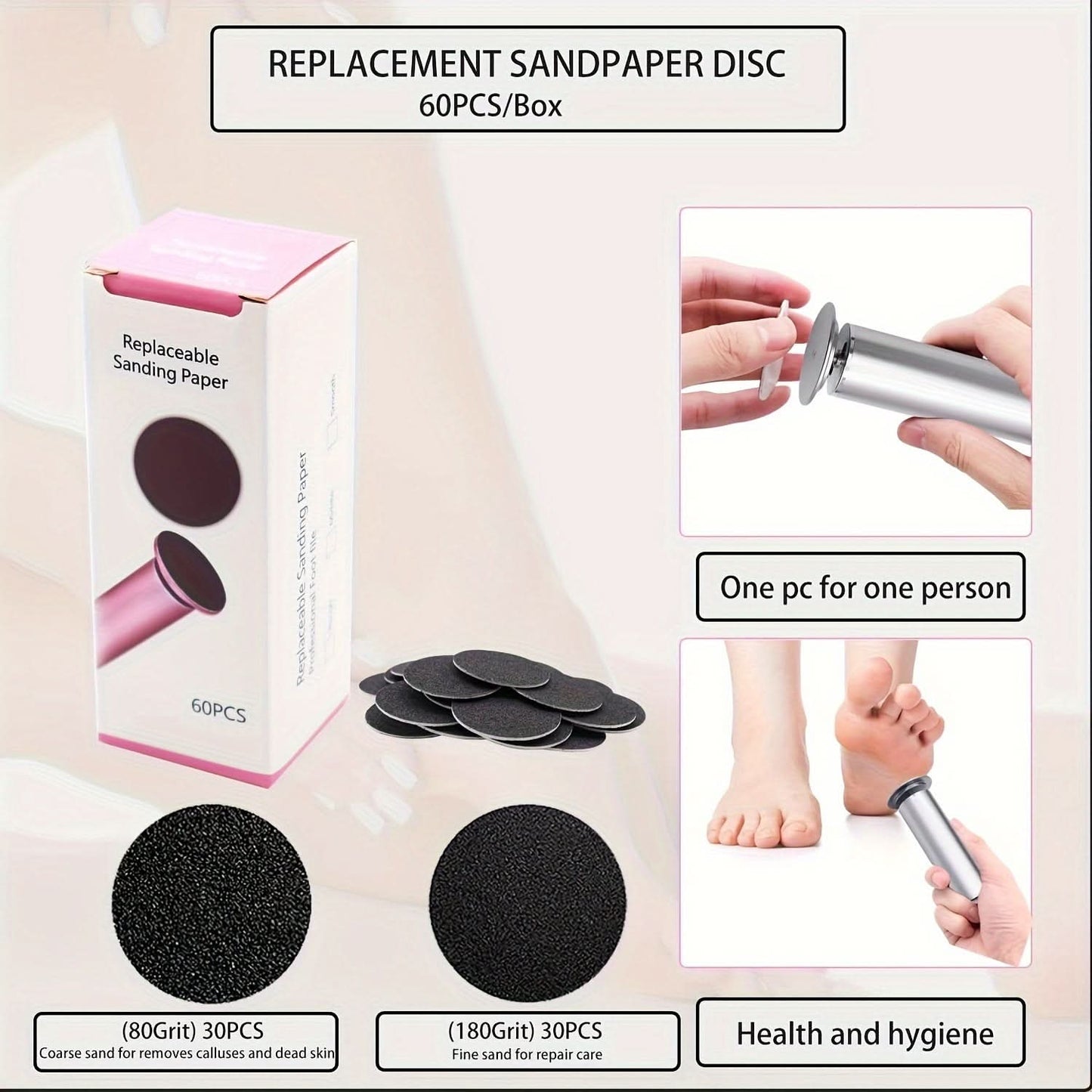 60-Piece Electric Foot Grinder Callus Remover Kit