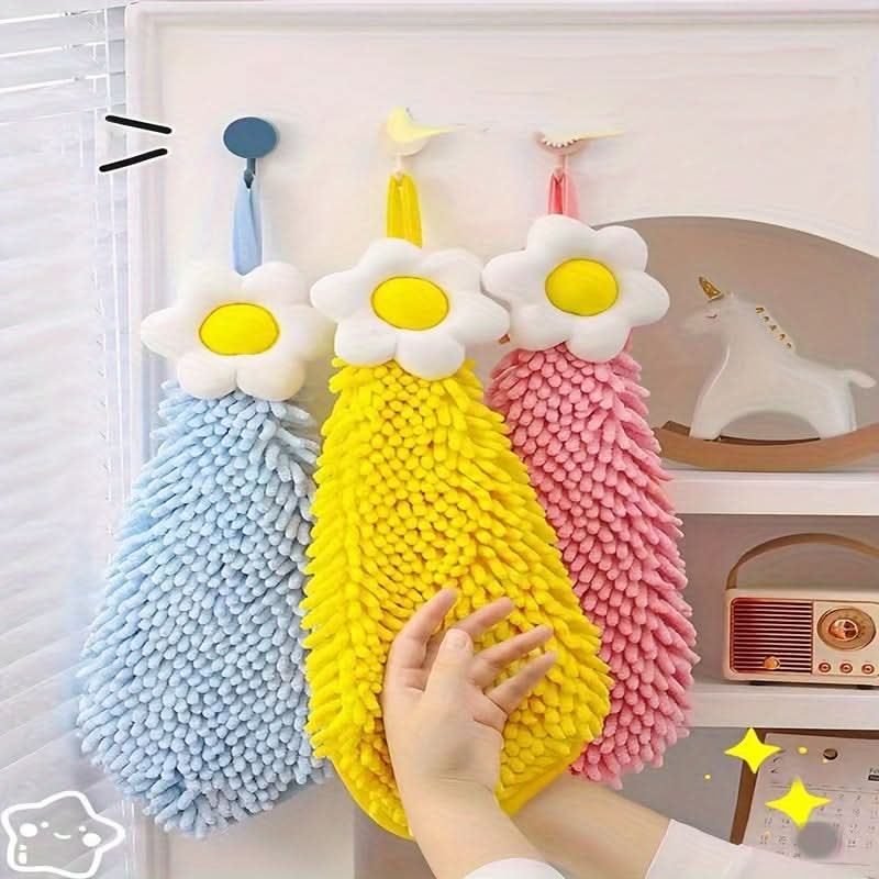 3-Piece Soft Kitchen & Hand Towel Set – Absorbent Floral Towels
