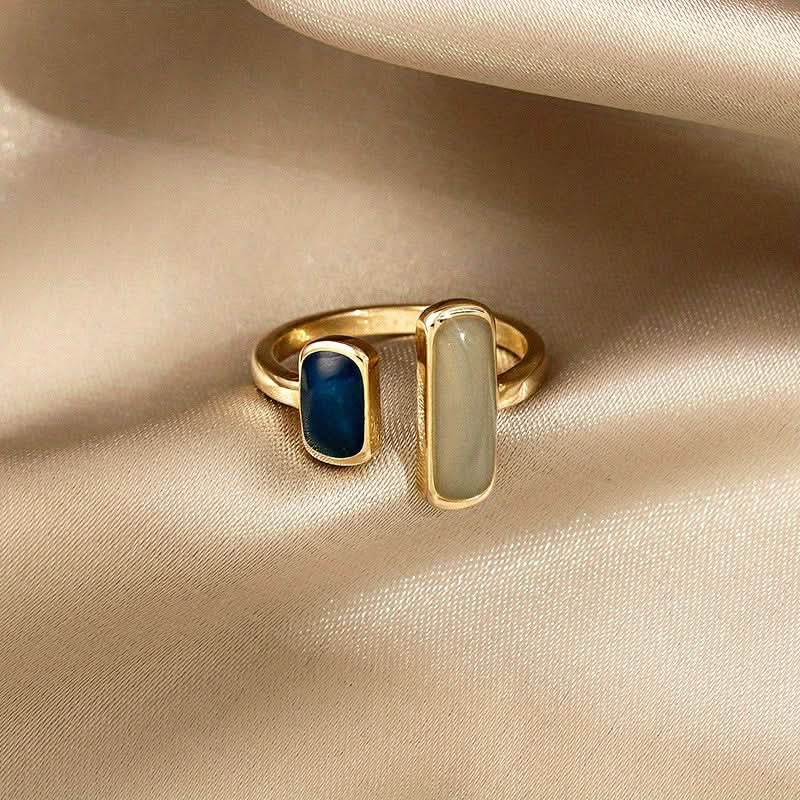 Delicate Two-Tone Gemstone Open Ring
