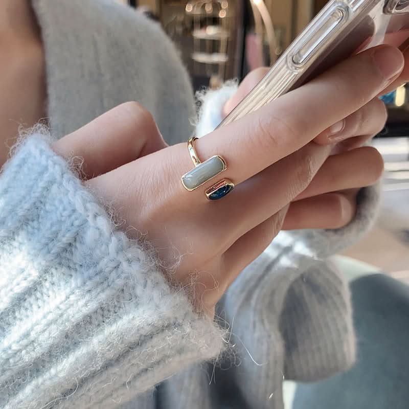 Delicate Two-Tone Gemstone Open Ring