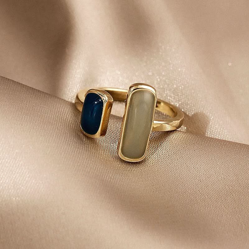 Delicate Two-Tone Gemstone Open Ring