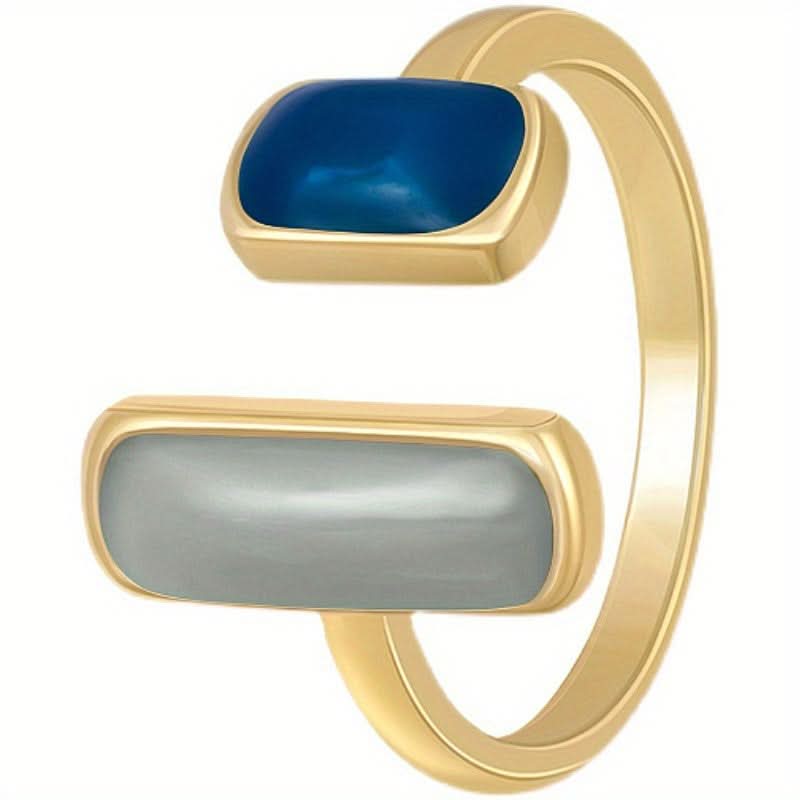 Delicate Two-Tone Gemstone Open Ring