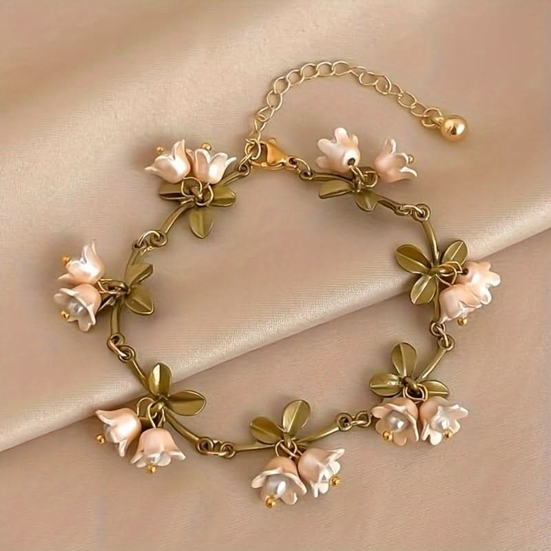 Freshwater Pearl Lily Flower Tassel Bracelet
