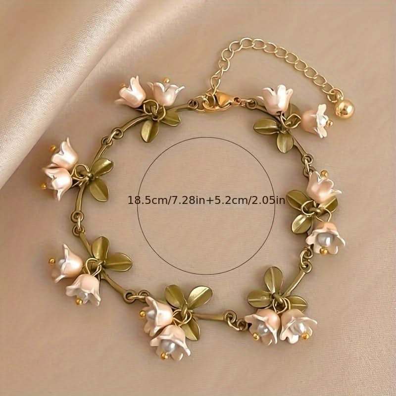 Freshwater Pearl Lily Flower Tassel Bracelet
