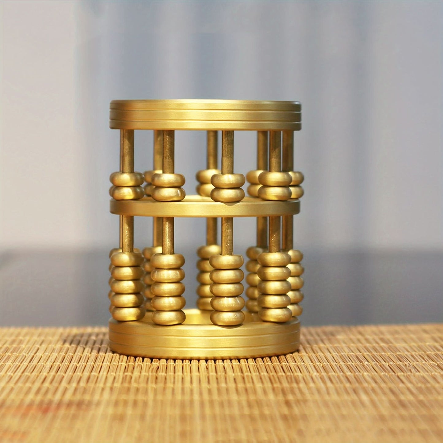 Elegant Brass Mini Abacus Desk Organizer