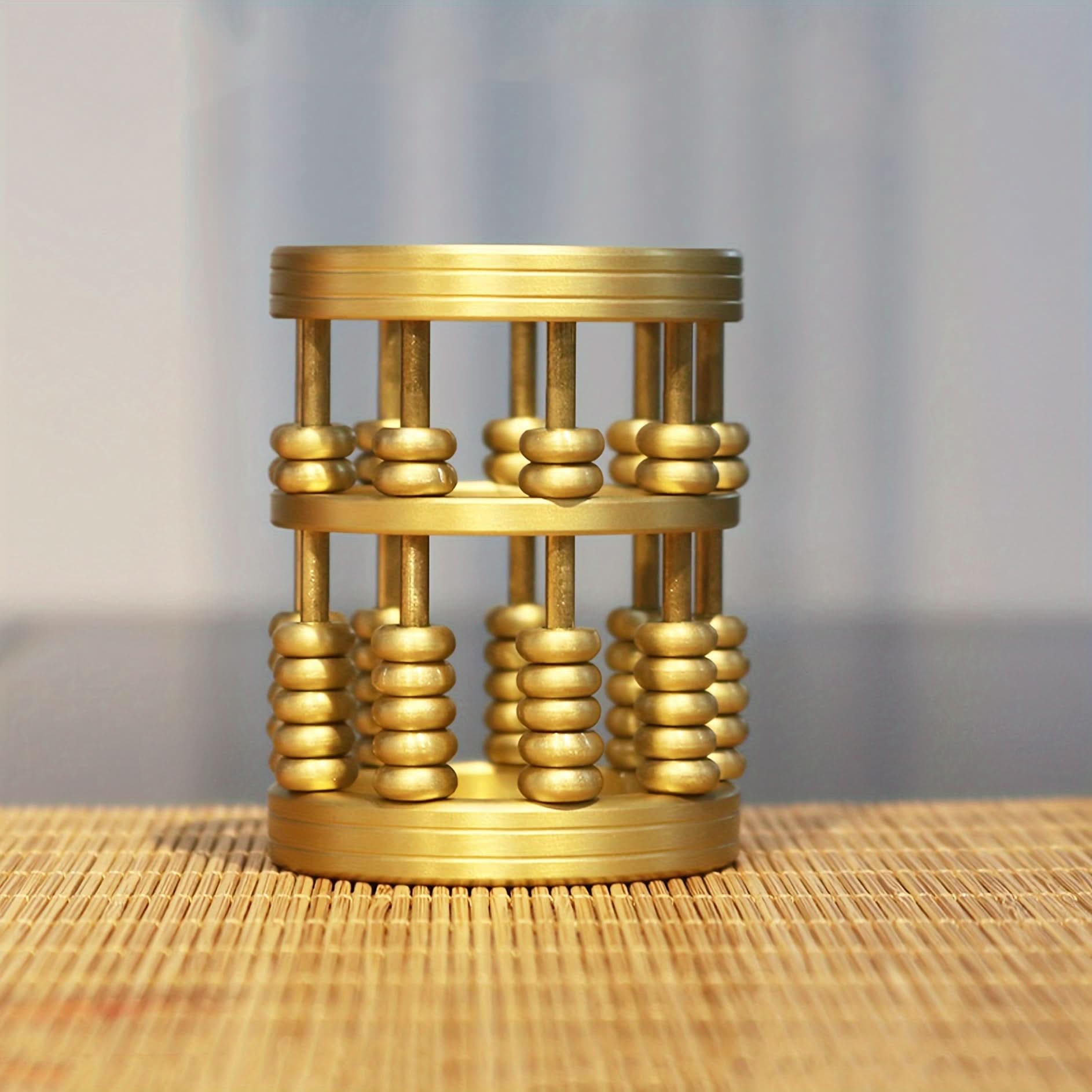 Elegant Brass Mini Abacus Desk Organizer