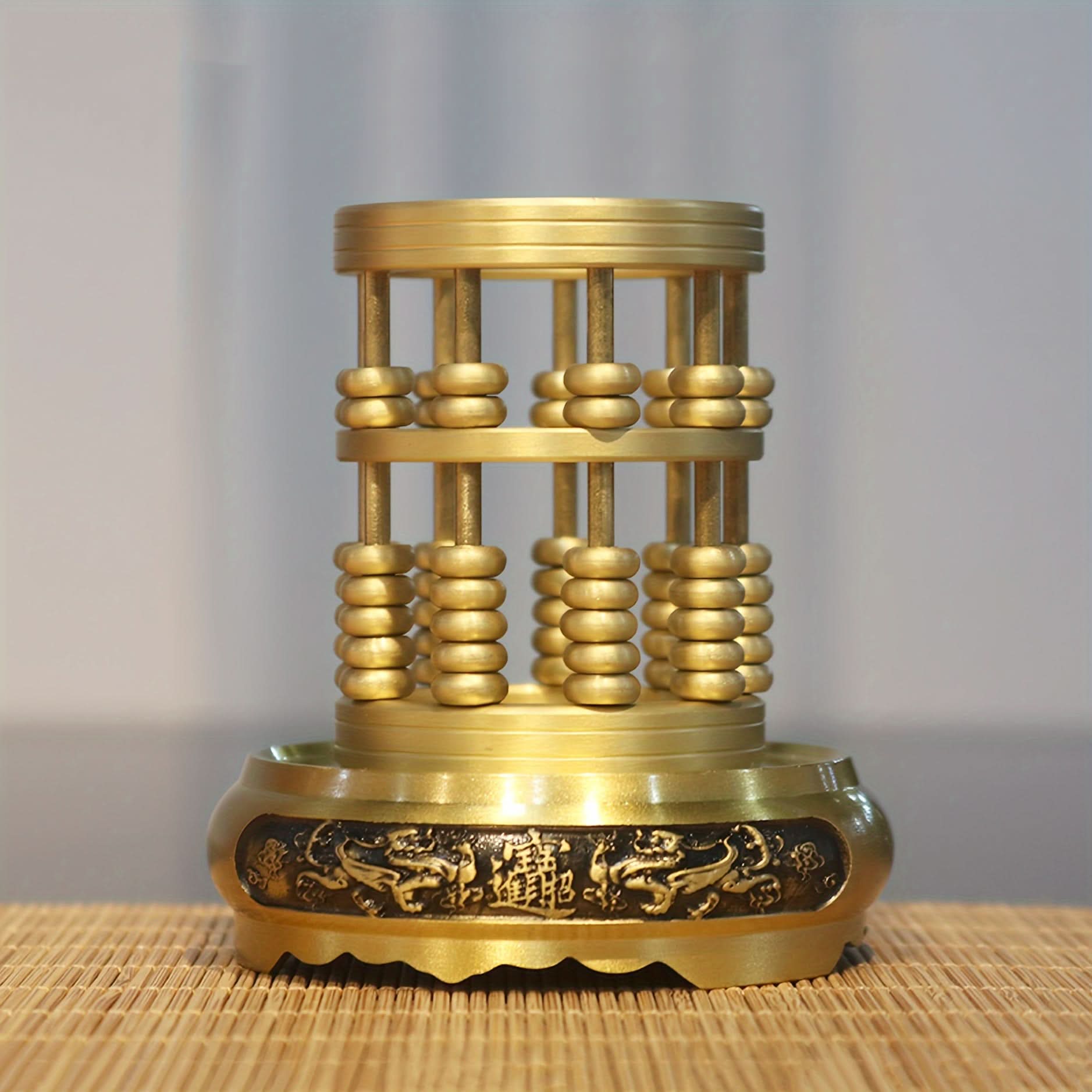 Elegant Brass Mini Abacus Desk Organizer