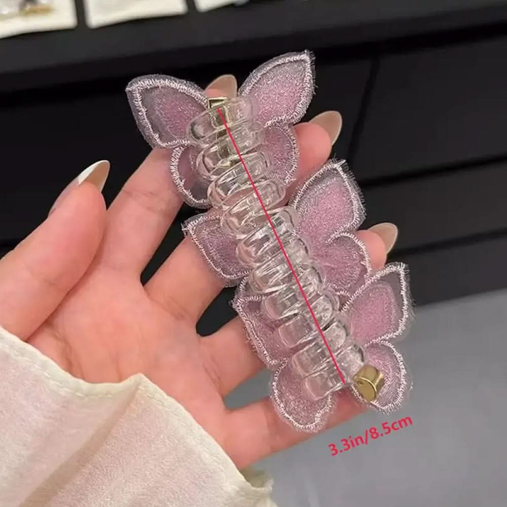 4PCS Butterfly Faux Pearl Spiral Hair Ties